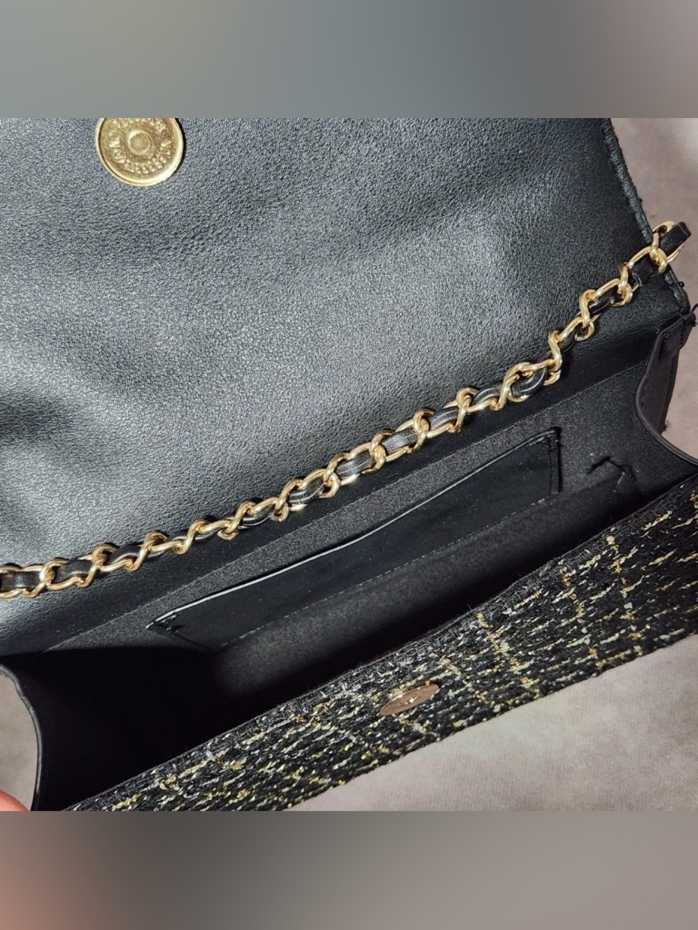 NWT Badgley Mischka Tara Tweed Chain Shoulder Bag | Classic & Chic - Picture 4 of 5